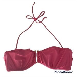𝅺SHOSHANNA Pink Ruched Bandeau Swimsuit Top Size M/L